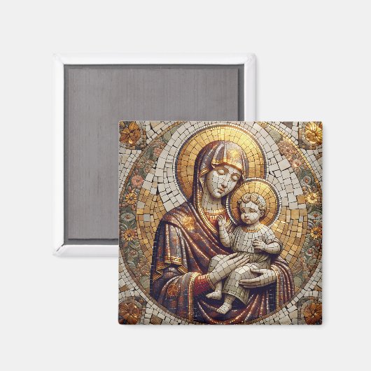 Gezegende Moeder Maria en Baby Jezus | religieus Magneet (Voorkant / Achterkant)