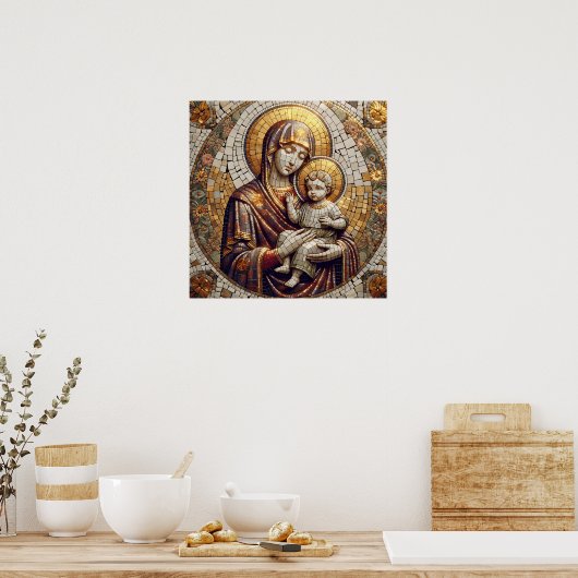 Gezegende Moeder Maria en Baby Jezus | religieus Poster (Keuken)