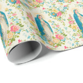 Gezegende Moeder Maria Floral biddende Heilige Roz Cadeaupapier (Rol Hoek)