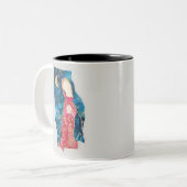 Gezegende Moeder Maria met Maan geschilderd inkt o Tweekleurige Koffiemok (Voorkant links)