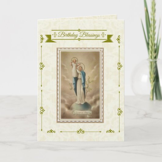 Gezegende Moeder met Baby Jezus Verjaardagszegenin Kaart (Voorkant)