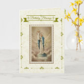 Gezegende Moeder met Baby Jezus Verjaardagszegenin Kaart (Gele Bloem)