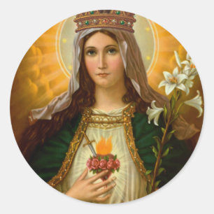 Gezegende Moeder Onbevlekt Hart van Maria Beeld Ronde Sticker