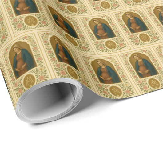 Gezegende moeder verwacht kind Victoriaans Bloemen Cadeaupapier (Rol Hoek)