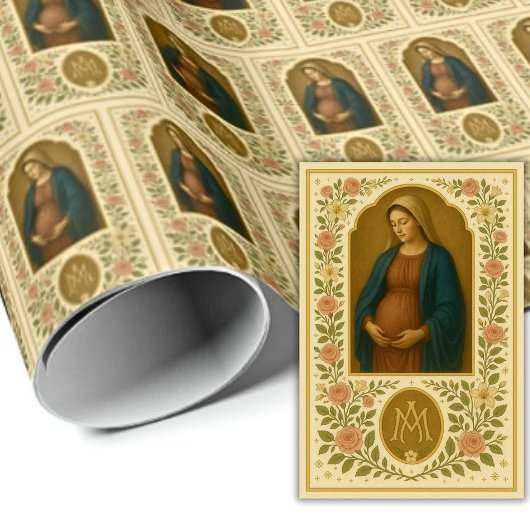 Gezegende moeder verwacht kind Victoriaans Bloemen Cadeaupapier