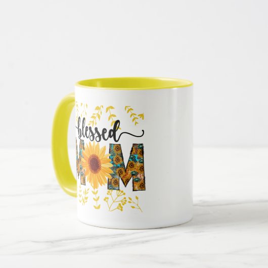 Gezegende Moeder zonnebloem twee-toon Mok (Voorkant links)