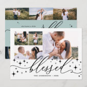 Gezegende multi foto elegante ster vakantie feestdagenkaart (Voorkant / Achterkant)