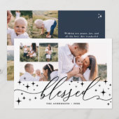 Gezegende multi foto elegante ster winter feestdagenkaart (Voorkant / Achterkant)