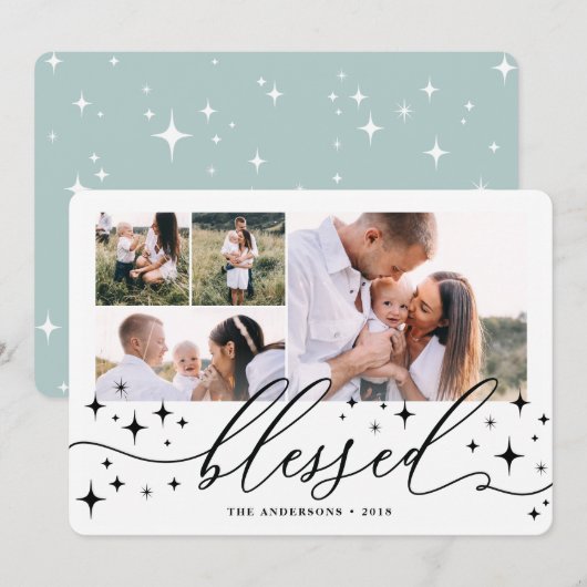Gezegende multi foto kerstkaart (Voorkant / Achterkant)