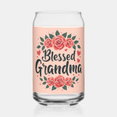 Gezegende Oma Bloemen Rozen Typografie Blikvorm Glas (Achterkant)