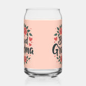 Gezegende Oma Bloemen Rozen Typografie Blikvorm Glas (Links)