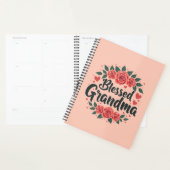 Gezegende Oma Bloemen Rozen Typografie Planner (Display)