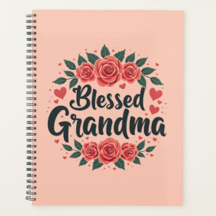 Gezegende Oma Bloemen Rozen Typografie Planner