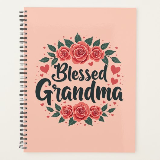Gezegende Oma Bloemen Rozen Typografie Planner (Voorkant)