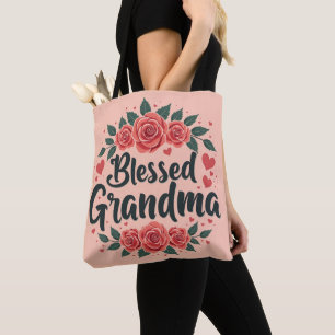 Gezegende Oma Bloemen  Rozen Typografie Tote Bag