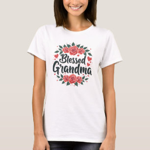 Gezegende oma bloemrijke vintage rozen typografie t-shirt
