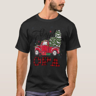 Gezegende Opa-kerstfamilie lichte vrachtwagen Rood T-shirt