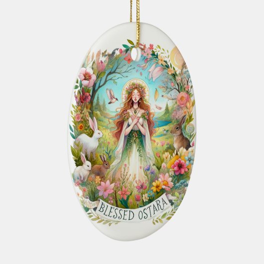 Gezegende Ostara Boom Wiccan Pagan Spring Keramisch Ornament (Rechts)