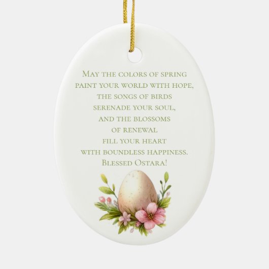 Gezegende Ostara Boom Wiccan Pagan Spring Keramisch Ornament (Achterkant)