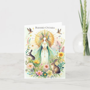 Gezegende Ostara Heidense Heksenkring Vouwkaart Feestdagen Kaart