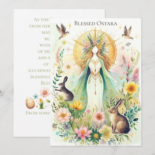 Gezegende Ostara heidense Wicca plat kerstkaart (Voorkant / Achterkant)