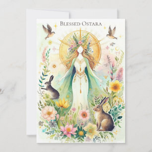 Gezegende Ostara Pagan Wiccan Plat Vakantiekaart Feestdagenkaart