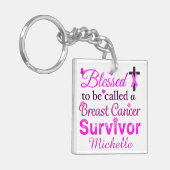Gezegende overlevende borstkanker sleutelhanger (Voorkant Links)