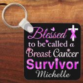 Gezegende overlevende borstkanker sleutelhanger (Voorkant)