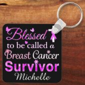Gezegende overlevende borstkanker sleutelhanger (Achterkant)