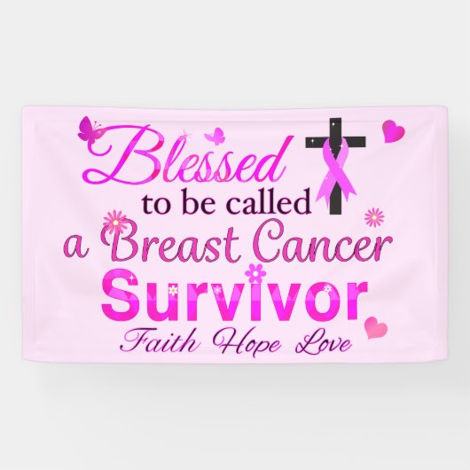 Gezegende overlevende borstkanker spandoek (Horizontaal)