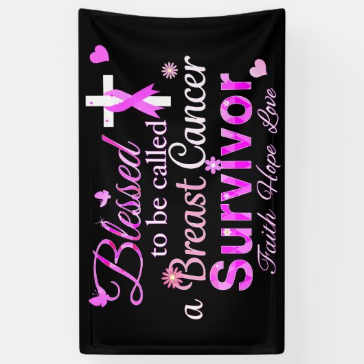 Gezegende overlevende borstkanker spandoek (Verticaal)