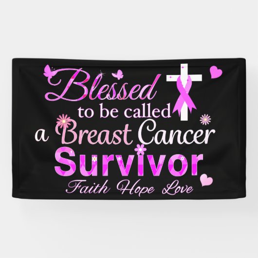 Gezegende overlevende borstkanker spandoek (Horizontaal)