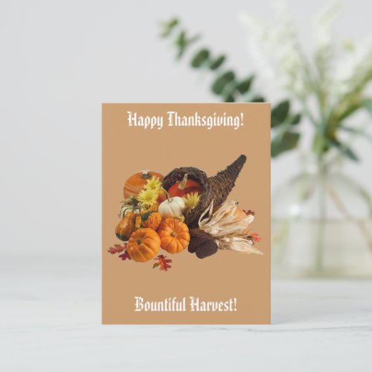 Gezegende overvloedige oogst Kleurrijke hoorn des  Feestdagenkaart (Staand voorkant)