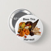 Gezegende overvloedige oogst Kleurrijke hoorn des  Ronde Button 5,7 Cm (Voorkant /achterkant)