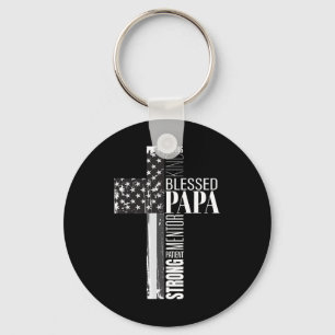 Gezegende Papa Amerikaanse Vlag Christelijke Relig Sleutelhanger