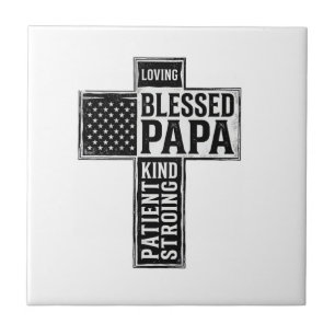 Gezegende Papa Cross Christelijke Vintage Typograf Tegeltje