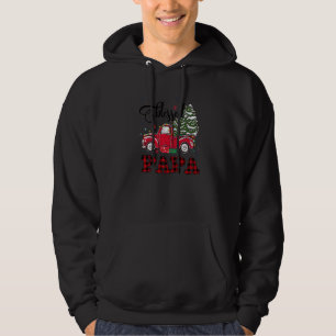 Gezegende Papa Kerst Familie Lichten Truck Rood Bo Hoodie
