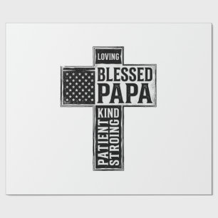Gezegende Papa Kruis Christelijke Vintage Typograf Cadeaupapier