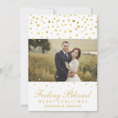 Gezegende Pas getrouwd Christmas Gold Confetti Fot Feestdagenkaart (Voorkant)