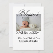 Gezegende pasgeboren foto moderne geboorte aankond