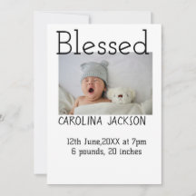 Gezegende pasgeboren foto moderne geboorte aankond