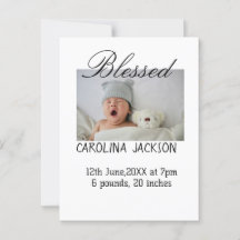 Gezegende pasgeboren foto moderne geboorte aankond