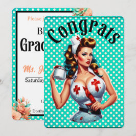 Gezegende Pin-up Verpleegster Afstudeerfeest Kaart