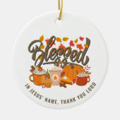 GEZEGENDE Pompoen Christelijke Thanksgiving Keramisch Ornament (Voorkant)