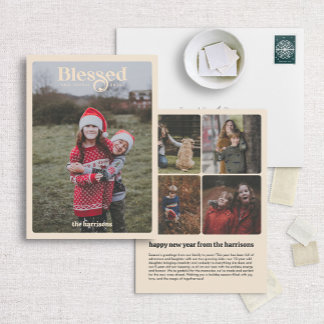 Gezegende Retro-geïnspireerde Foto Christmas Kaart