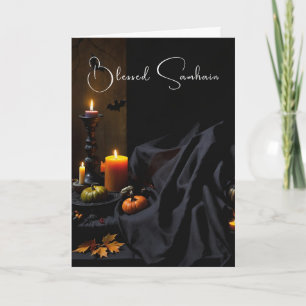 Gezegende Samhain Halloween pompoen kaarsen Kaart