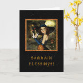 Gezegende Samhain - Heksensterren Kaart (Gele Bloem)