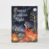 Gezegende Samhain Night Halloween Fire Queen Kaart (Voorkant)