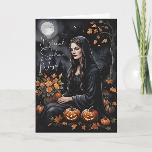 Gezegende Samhain Night Halloween Herfst Heks Kaart (Voorkant)
