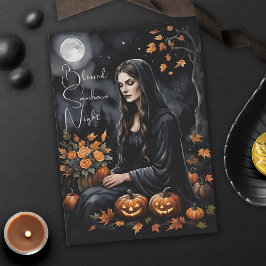 Gezegende Samhain Night Halloween Herfst Heks Kaart
